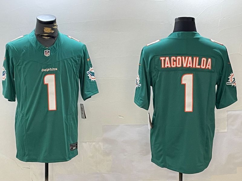 Men Miami Dolphins #1 Tagovailoa Green Three generation 2024 Nike Limited NFL Jersey style 1->tampa bay buccaneers->NFL Jersey